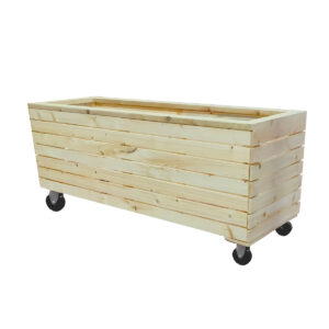 Unfinished Wooden Planter Box With Wheels Heavy-Duty Casters Rolling Raised Garden Bed - 18"x48"x16"