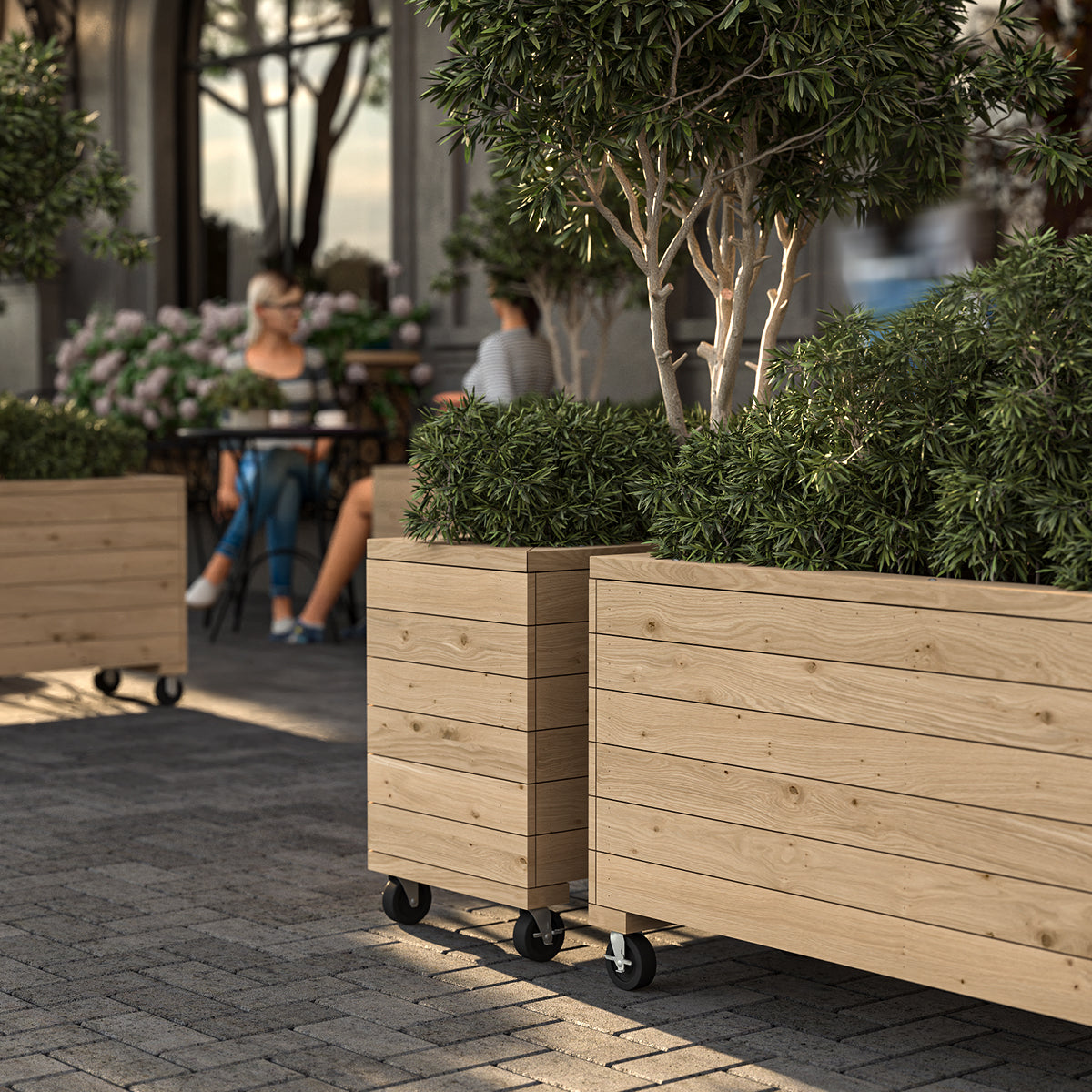Unfinished Wooden Planter Box With Wheels Heavy-Duty Casters Rolling Raised Garden Bed - 18"x48"x16"