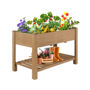 46.65" L Raised Garden Bed - Wooden Elevated Planter Box with Shelf