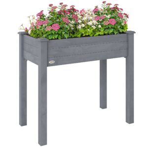 Wooden Elevated Planter Box with Liner for Garden Use