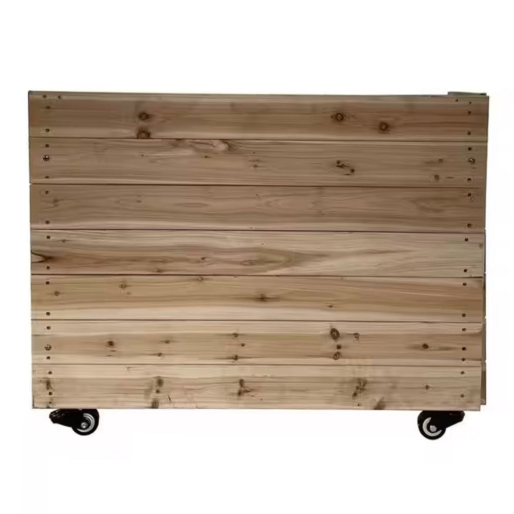 Unfinished Wooden Planter Box With Wheels Heavy-Duty Casters Rolling Raised Garden Bed - 40"x32"x12"