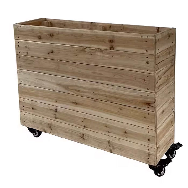 Unfinished Wooden Planter Box With Wheels Heavy-Duty Casters Rolling Raised Garden Bed - 40"x32"x12"