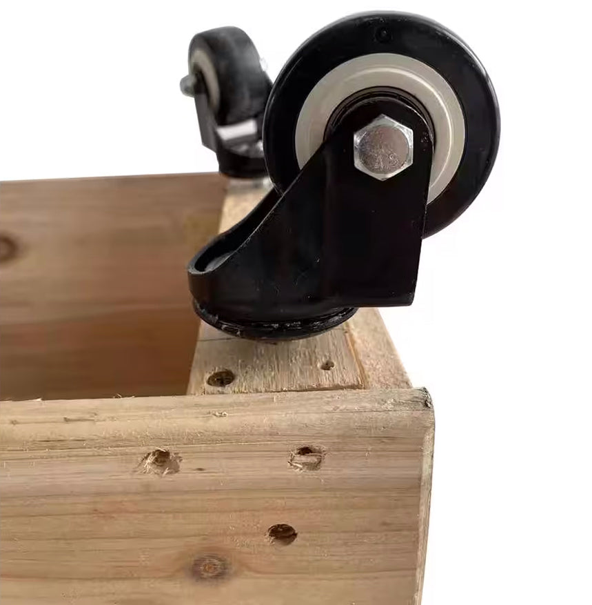 Unfinished Wooden Planter Box With Wheels Heavy-Duty Casters Rolling Raised Garden Bed - 40"x32"x12"
